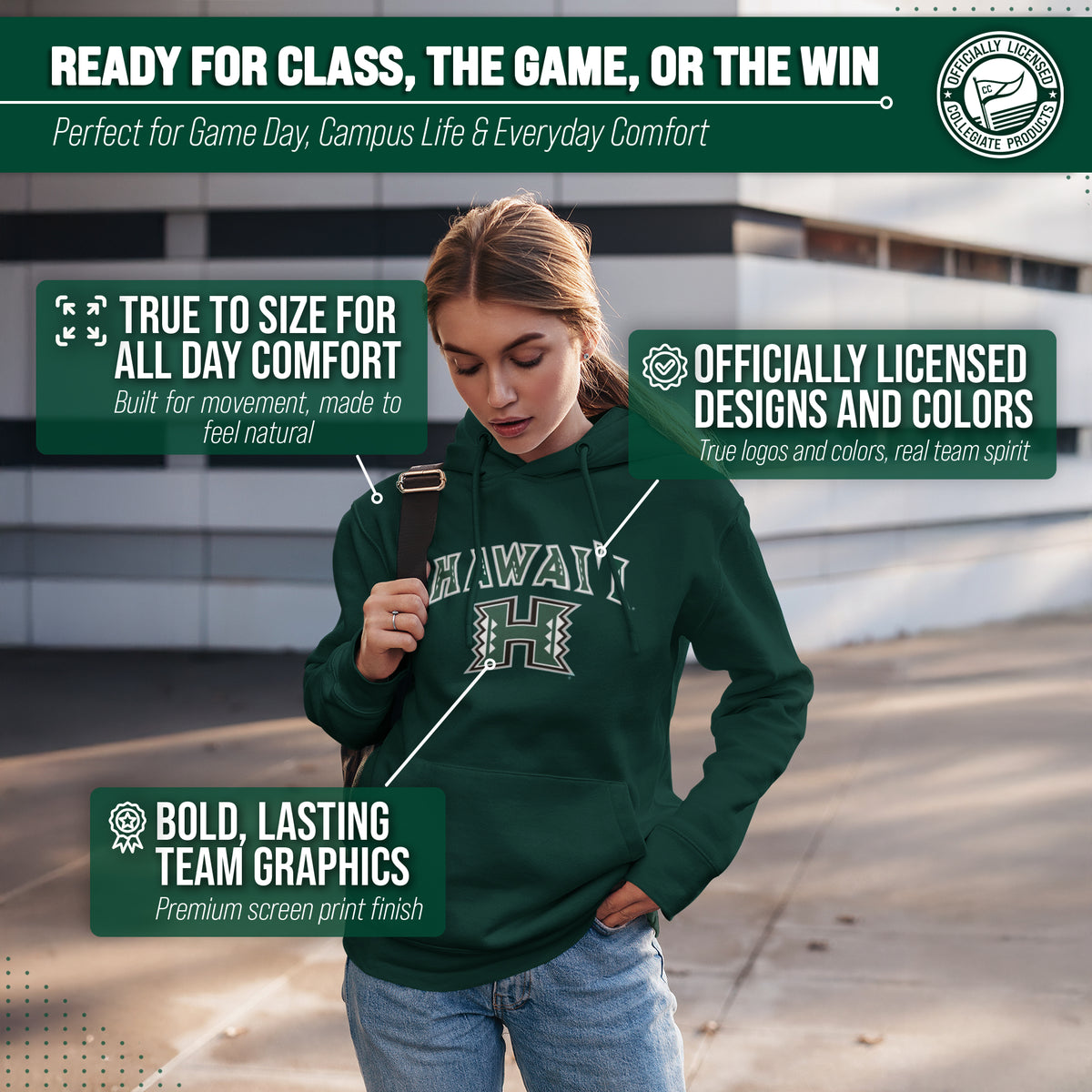HAW Arch & Logo Gameday Hoodie - Green