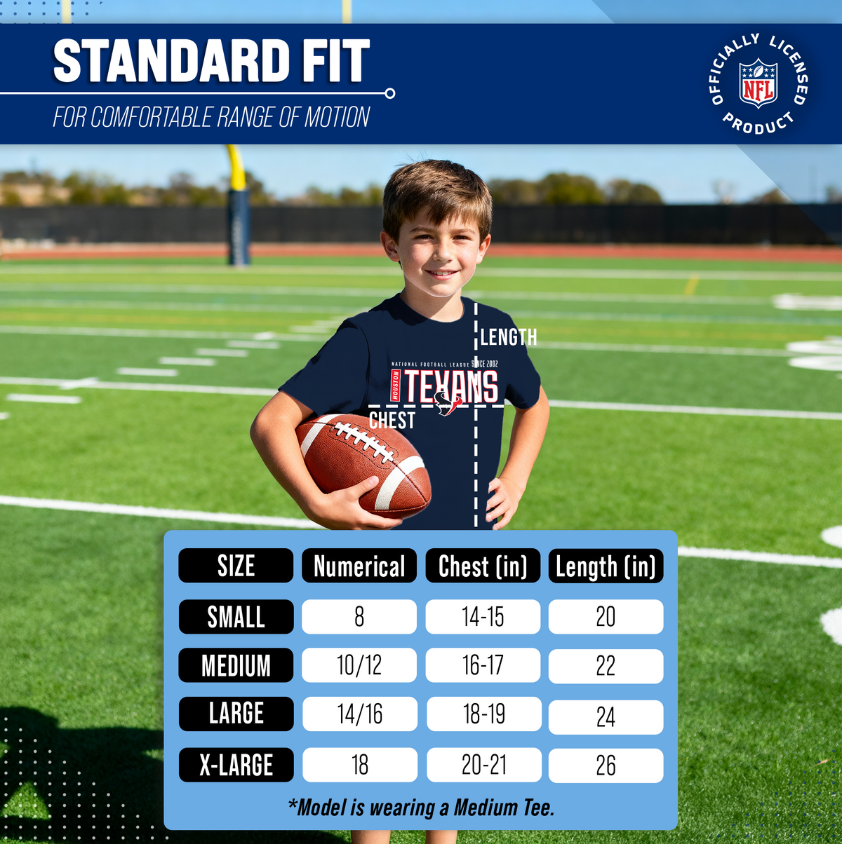 Houston Texans NFL Youth Modern Endzone T-Shirt Unisex Boys Girls - Navy
