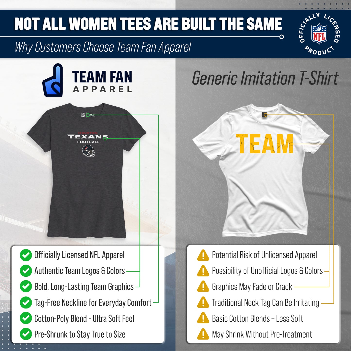 Houston Texans Women's NFL Football Helmet Short Sleeve Tagless T-Shirt - Charcoal