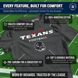 Houston Texans NFL Youth Football Helmet Tagless T-Shirt - Charcoal
