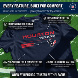 Houston Texans Adult NFL Speed Stat Sheet T-Shirt - Navy
