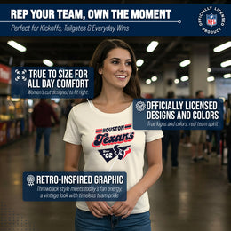 Houston Texans NFL Womens Vintage Charm Tag-Less Soft T-Shirt - Birch