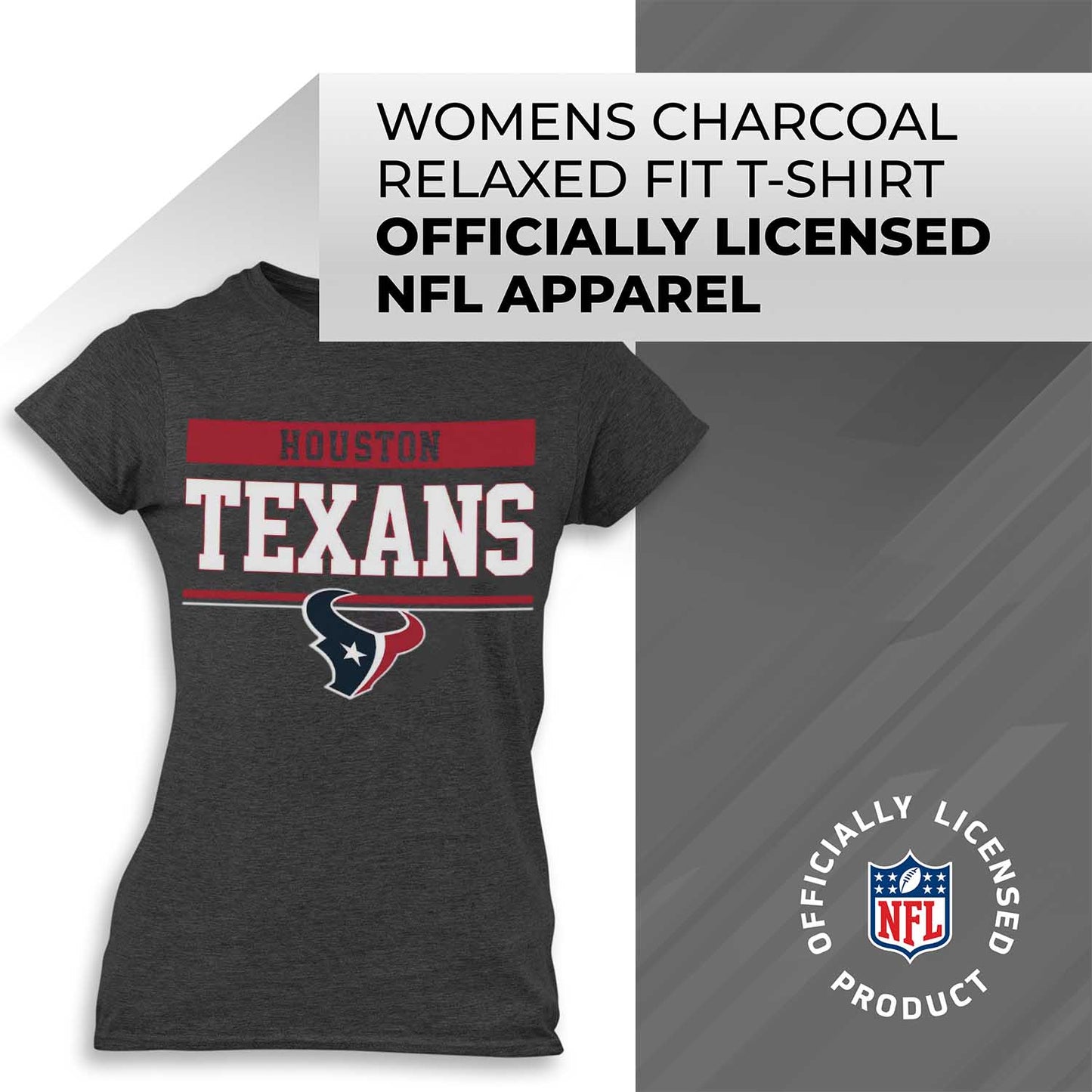Houston Texans NFL Women's Team Block Plus Sized Relaxed Fit T-Shirt - Charcoal