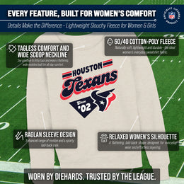 Houston Texans NFL Womens Vintage Charm French Terry Slouchy Top - Birch