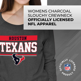 Houston Texans NFL Womens Team Block French Terry Slouchy Top - Charcoal