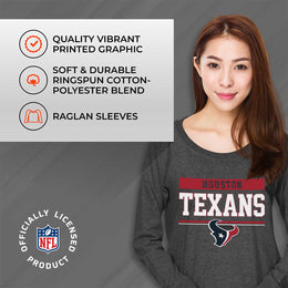 Houston Texans NFL Womens Team Block French Terry Slouchy Top - Charcoal