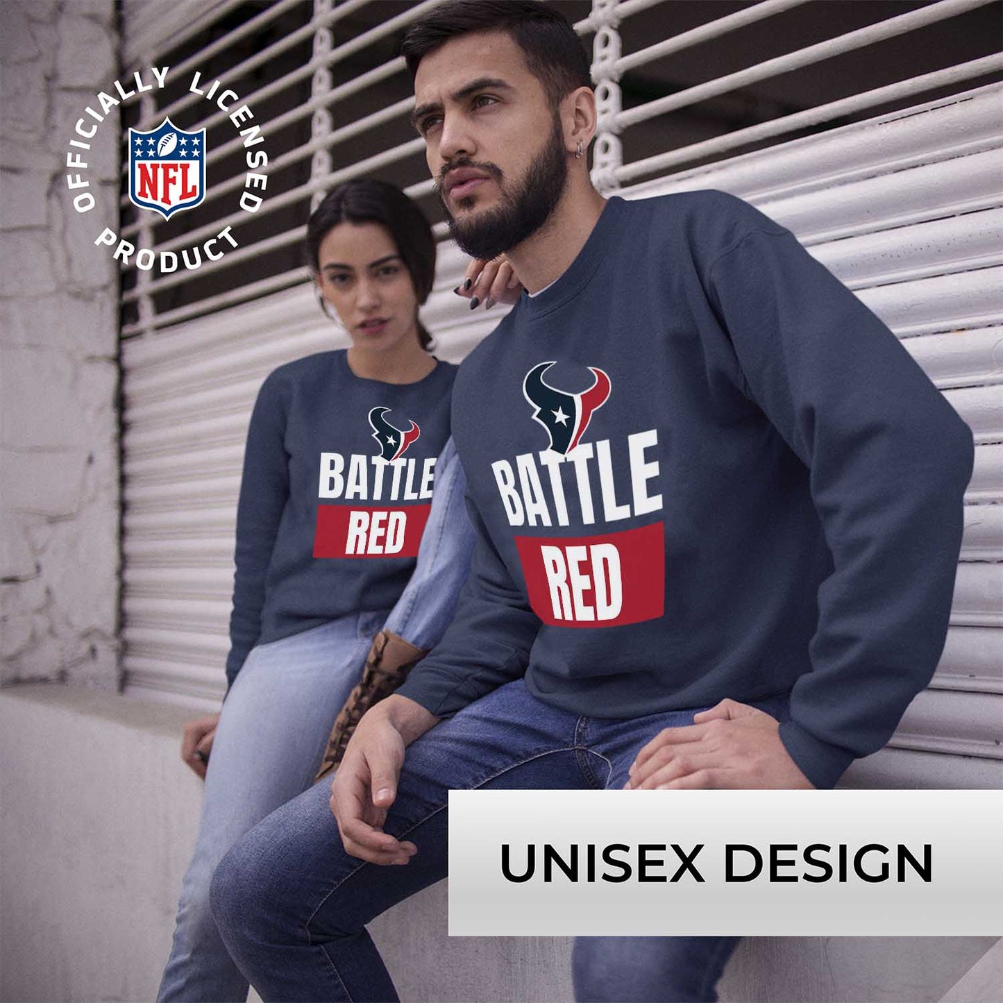 Houston Texans NFL Adult Slogan Crewneck Sweatshirt - Navy