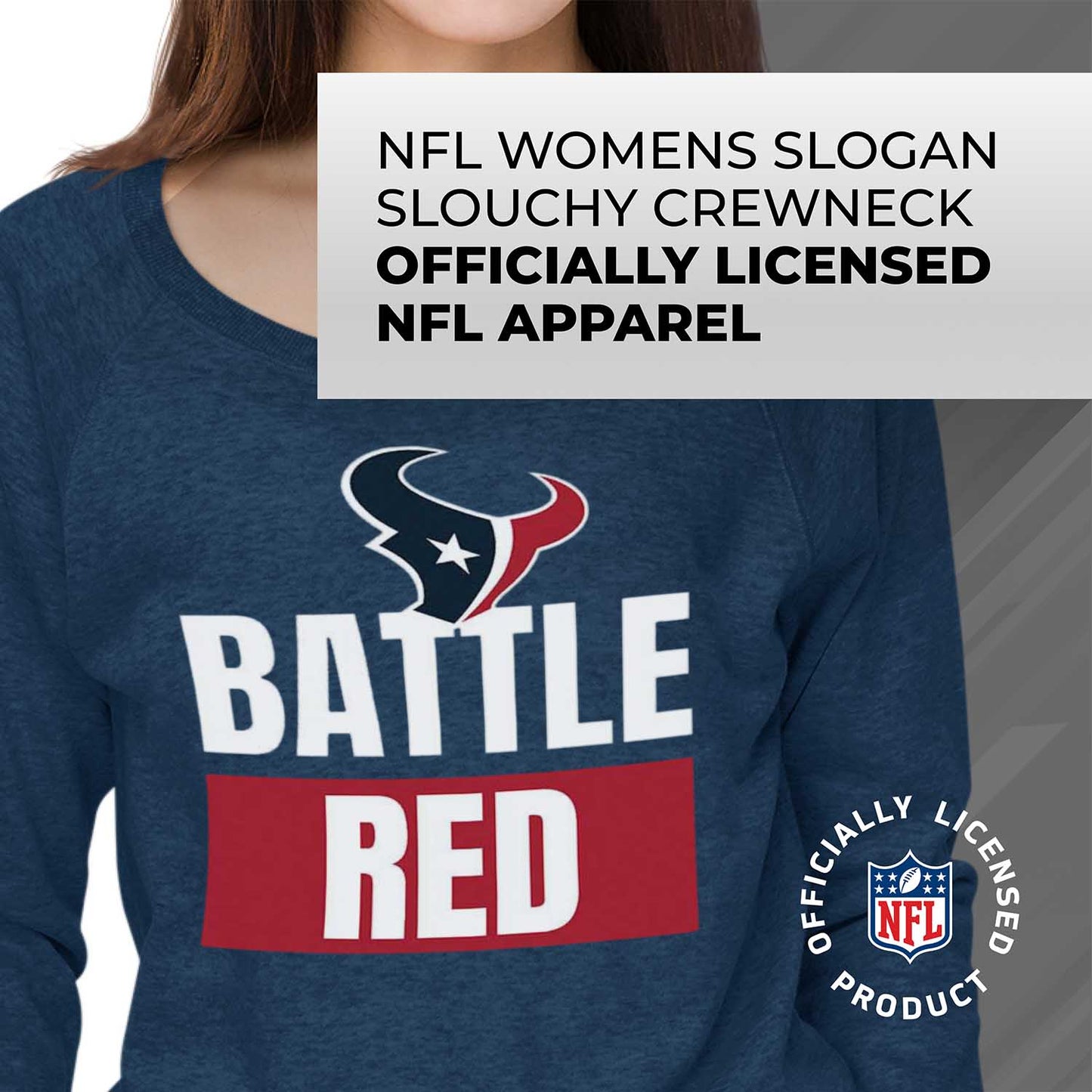 Houston Texans NFL Womens Plus Size Team Slogan Crew Neck - Navy
