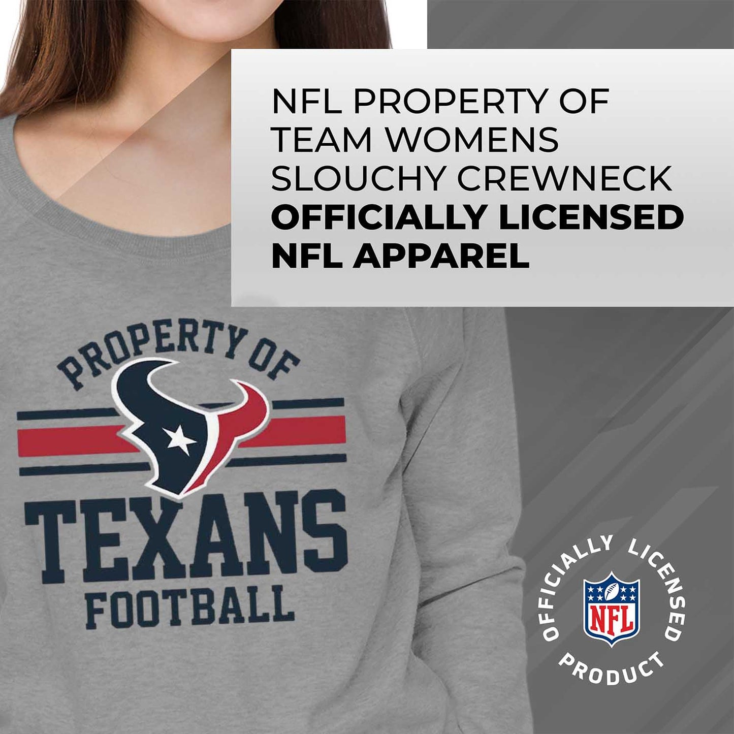Houston Texans NFL Womens Plus Size Property of Lightweight Crew Neck - Sport Gray