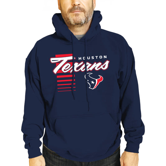 Houston Texans NFL Adult Unisex Retro Script Ultra Soft Fleece Hooded Sweatshirt - Navy