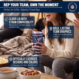 Houston Texans  30 oz Stripe Powder Coat Tumbler | NFL Stainless - Navy