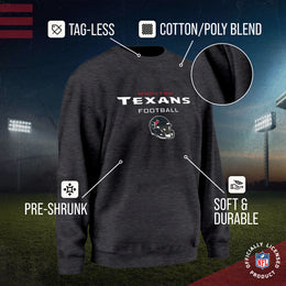 Houston Texans Adult NFL Football Helmet Heather Crewneck Sweatshirt - Charcoal