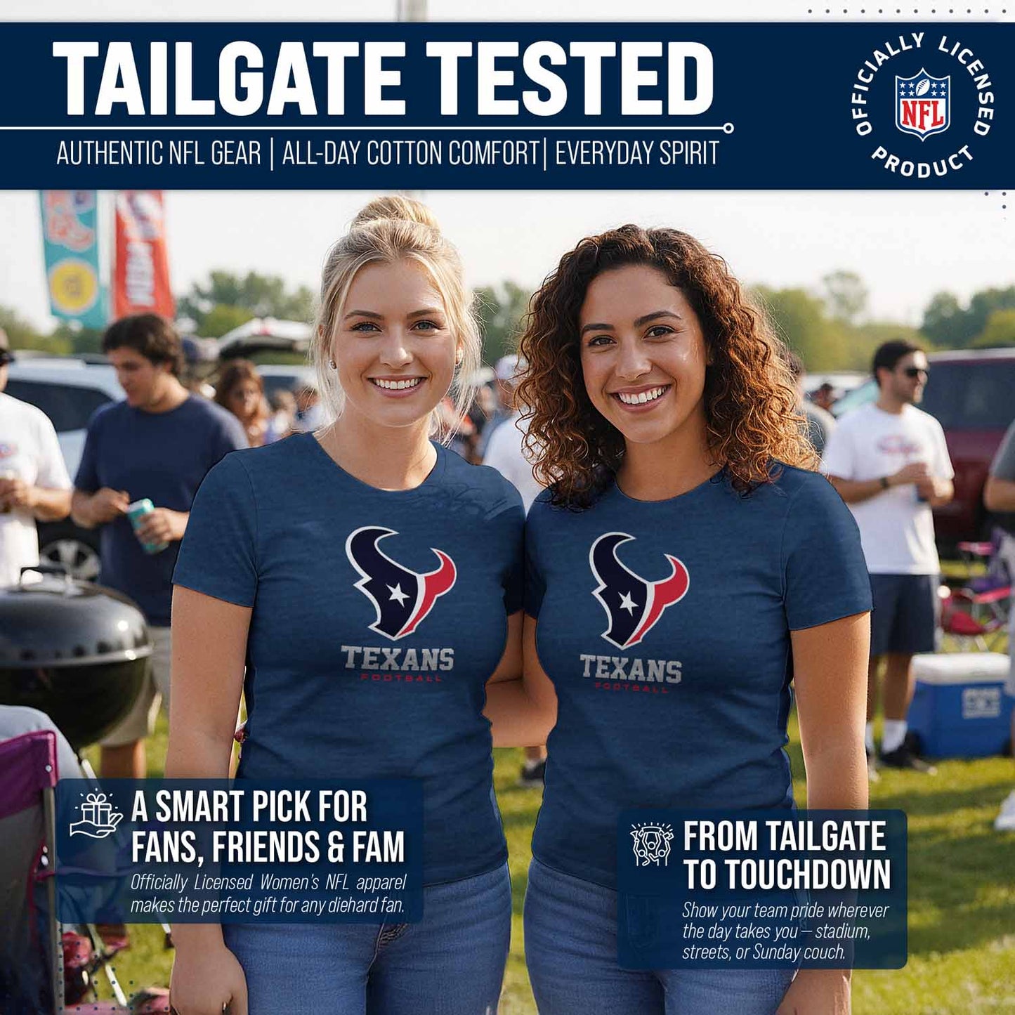 Houston Texans Women's NFL Ultimate Fan Logo Short Sleeve T-Shirt - Navy