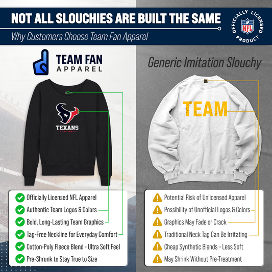 Houston Texans NFL Womens Ultimate Fan French Terry Slouchy Top- Raglan Sleeves - Charcoal