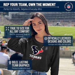 Houston Texans NFL Womens Ultimate Fan French Terry Slouchy Top- Raglan Sleeves - Charcoal