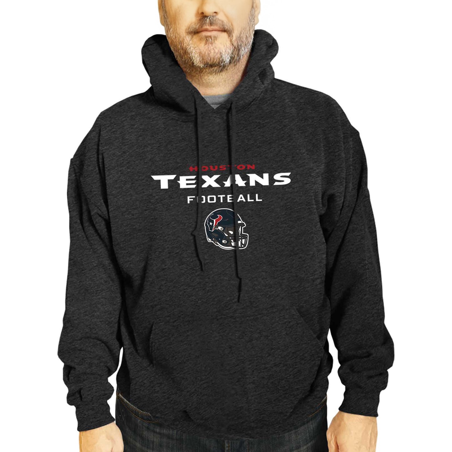 Houston Texans Adult NFL Football Helmet Heather Hooded Sweatshirt  - Charcoal