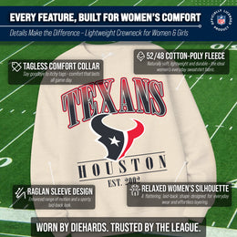 Houston Texans Womens NFL Starstruck Crewneck Pullover - Cream