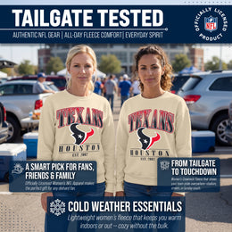 Houston Texans Womens NFL Starstruck Crewneck Pullover - Cream