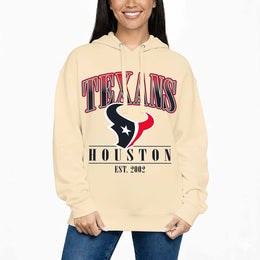 Houston Texans Team Fan Apparel NFL Women's  Starstruck Fleece Pullover Hoodie - Cream