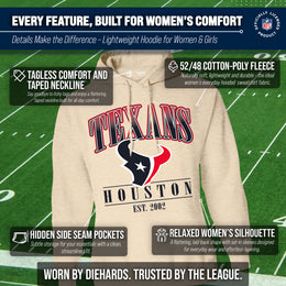 Houston Texans Team Fan Apparel NFL Women's  Starstruck Fleece Pullover Hoodie - Cream