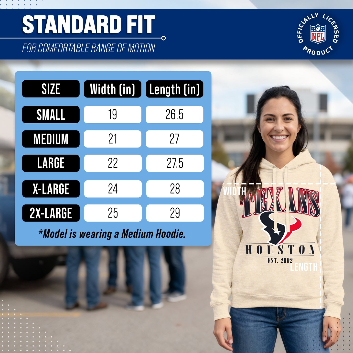 Houston Texans Team Fan Apparel NFL Women's  Starstruck Fleece Pullover Hoodie - Cream