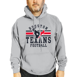 Houston Texans NFL Team Stripe Hooded Sweatshirt- Soft Pullover Sports Hoodie For Men & Women - Sport Gray