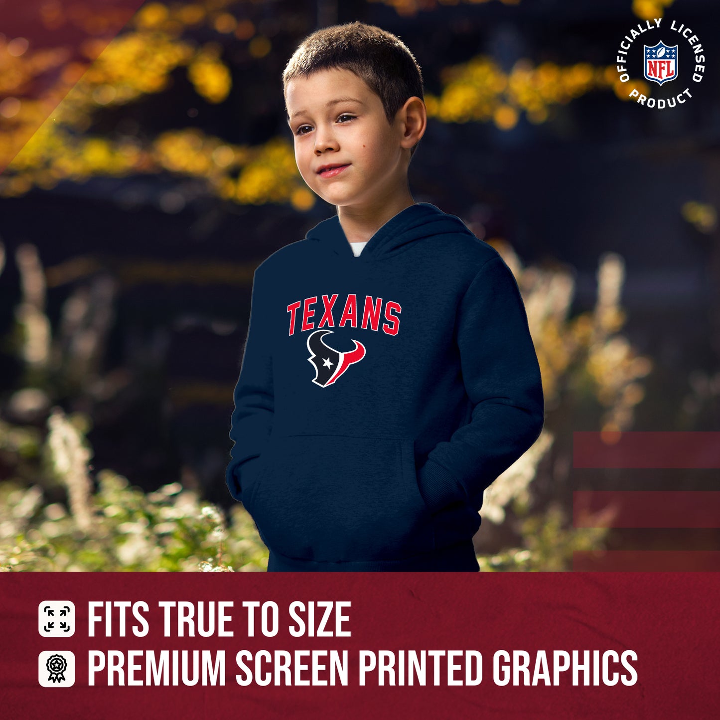 Houston Texans NFL Youth Home Team Hoodie- Kids Hooded Sweatshirt - Navy