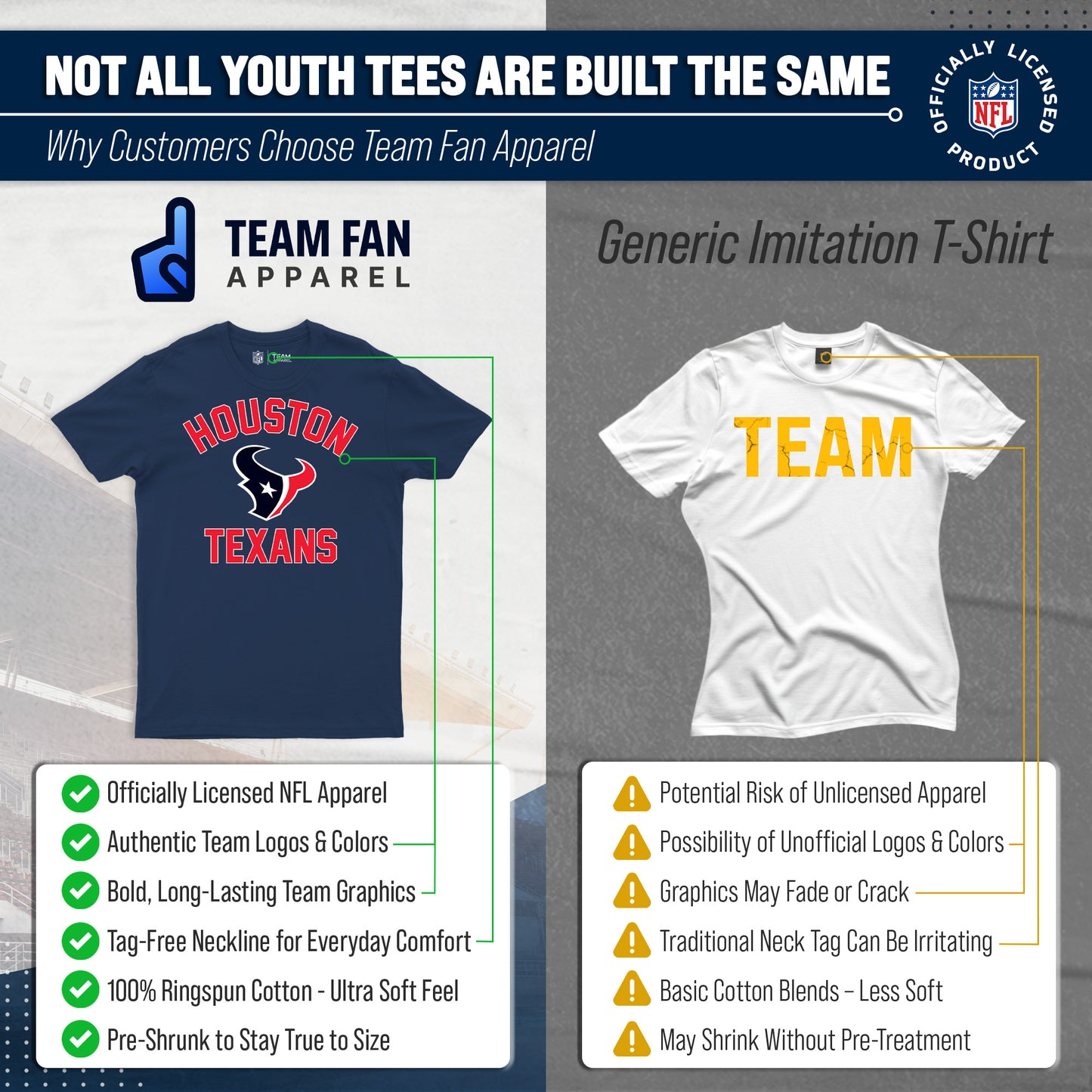 Houston Texans NFL Youth Gameday Football T-Shirt - Navy