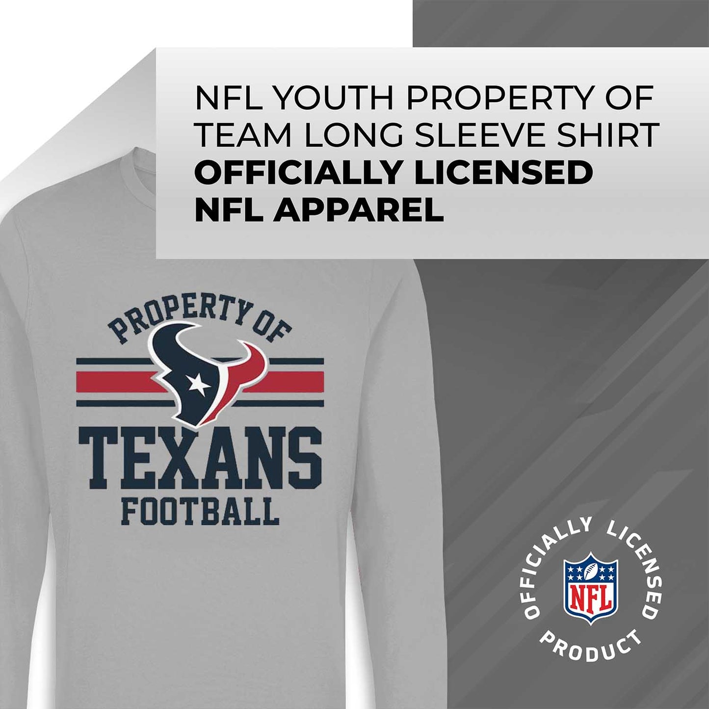 Houston Texans NFL Youth Property Of Long Sleeve Lightweight T Shirt - Sport Gray
