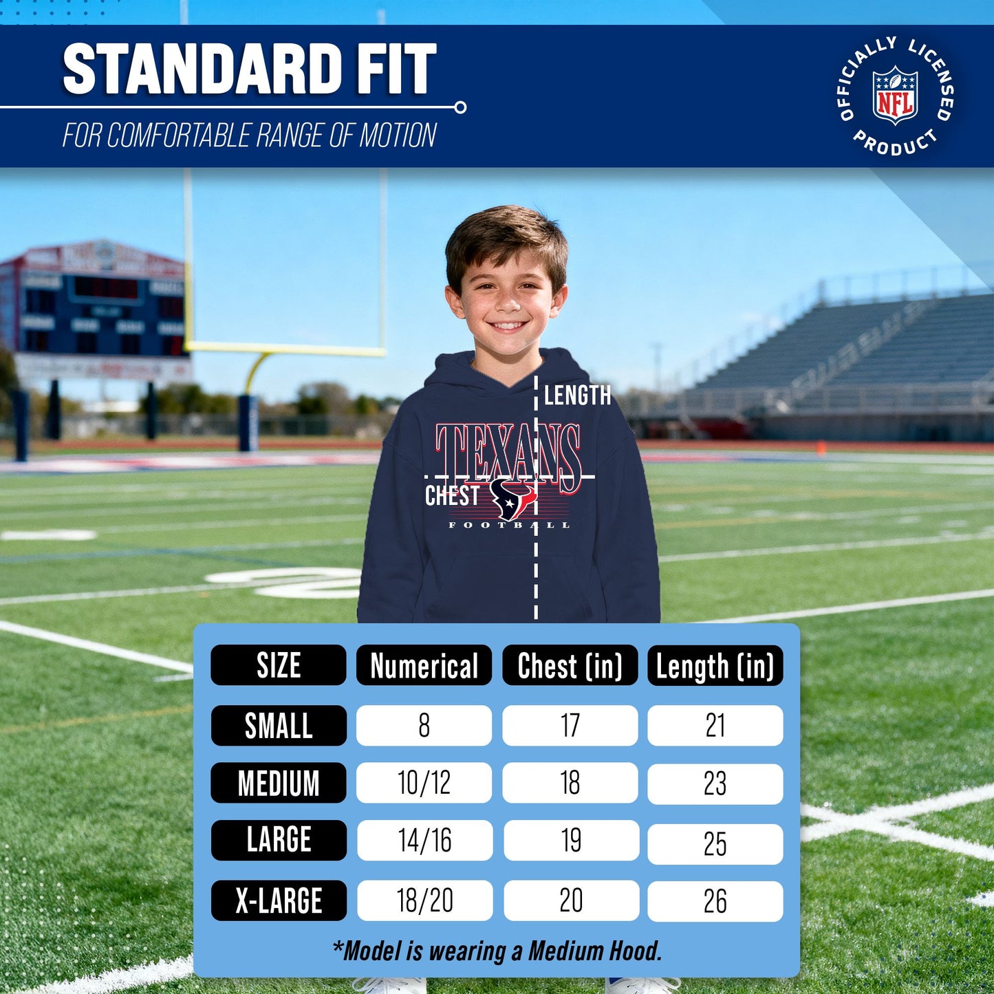 Houston Texans NFL Youth Overtime Blueprint Football Fleece Hooded Sweatshirt - Navy