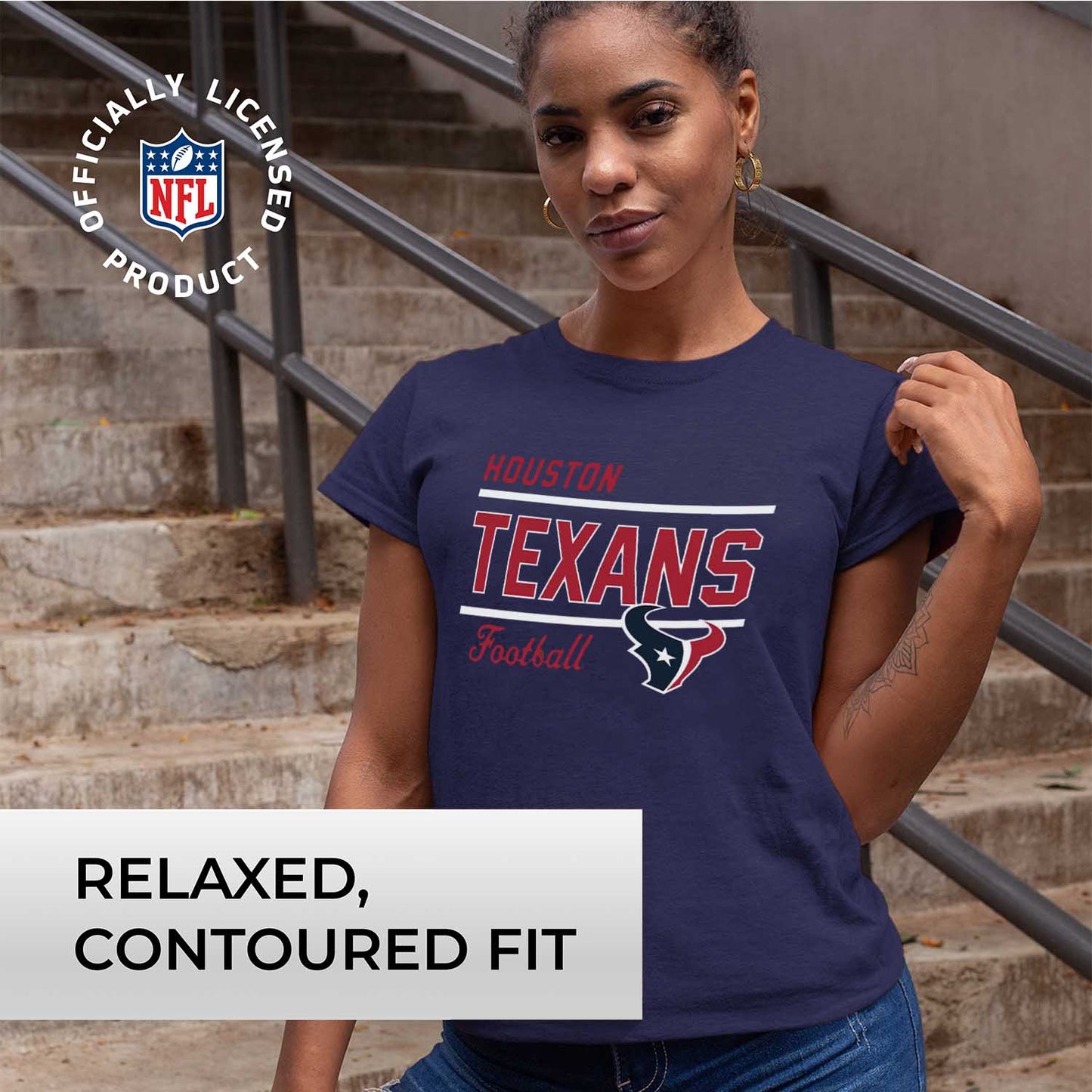 Houston Texans NFL Womens Plus Size Relaxed Fit T-Shirt - Navy