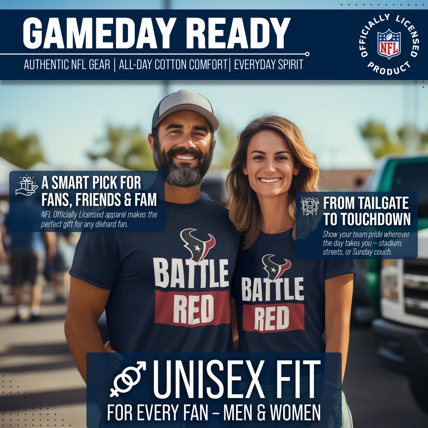 Houston Texans NFL Adult Team Slogan Unisex T-Shirt - Navy