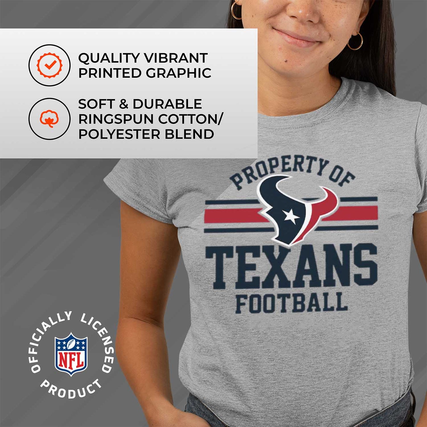 Houston Texans NFL Women's Property Of Lightweight Plus Size T-Shirt - Sport Gray