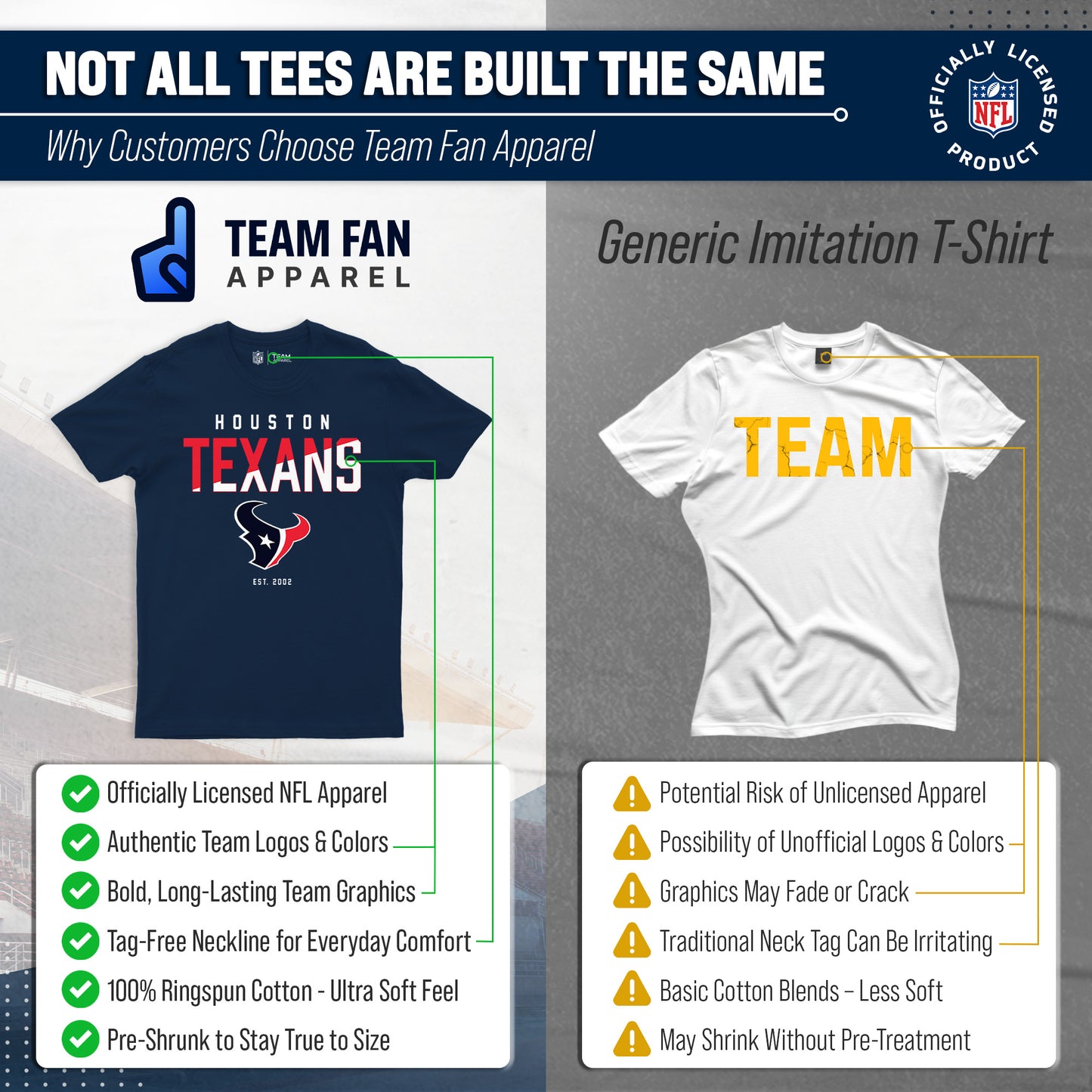 Houston Texans Adult NFL Diagonal Fade Color Block T-Shirt - Navy