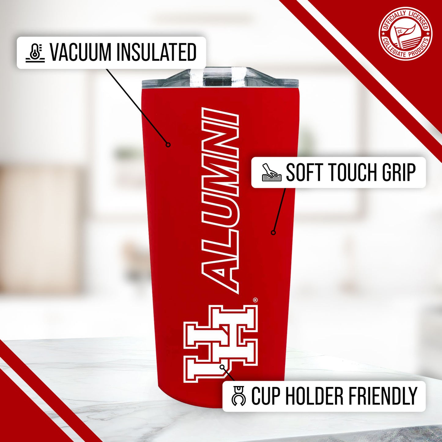 Houston Cougars Collegiate Stainless Steel Travel Tumbler for Alumni - Red