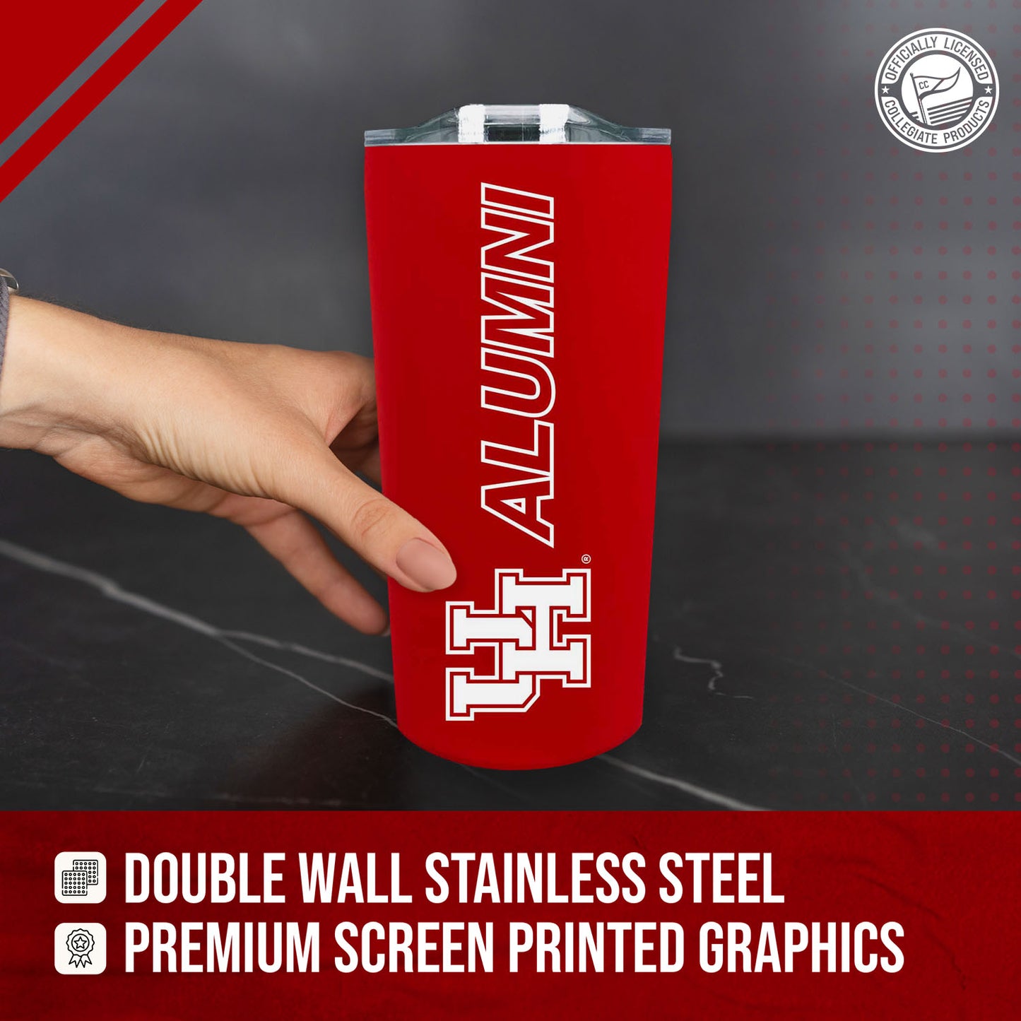 Houston Cougars Collegiate Stainless Steel Travel Tumbler for Alumni - Red