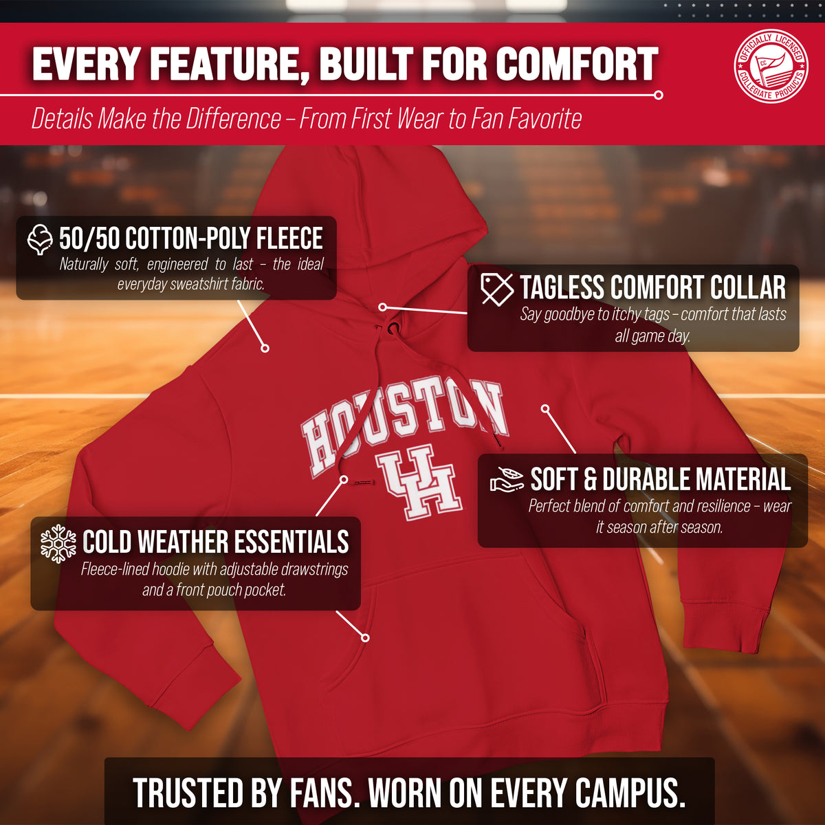 HOUS Arch & Logo Gameday Hoodie - Red