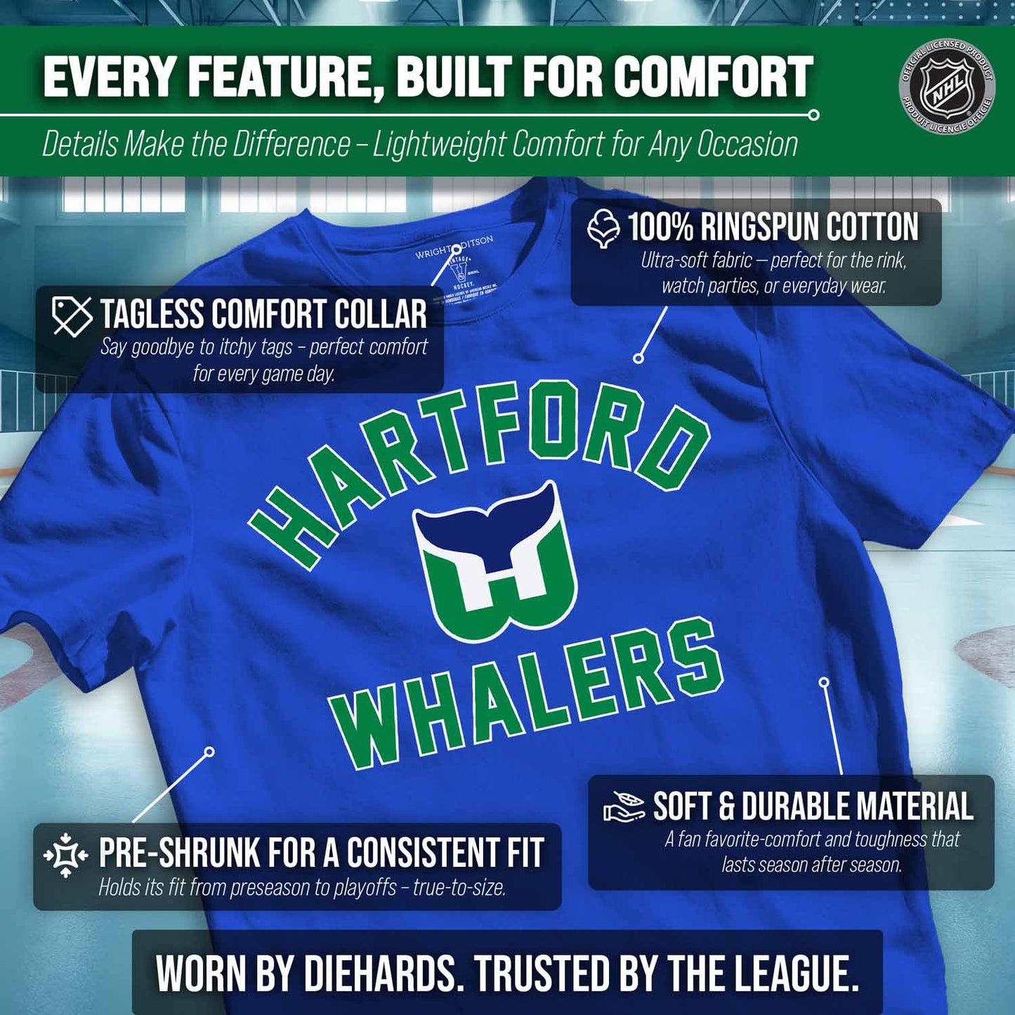 Hartford Whalers NHL Adult Game Day Unisex T-Shirt - Royal