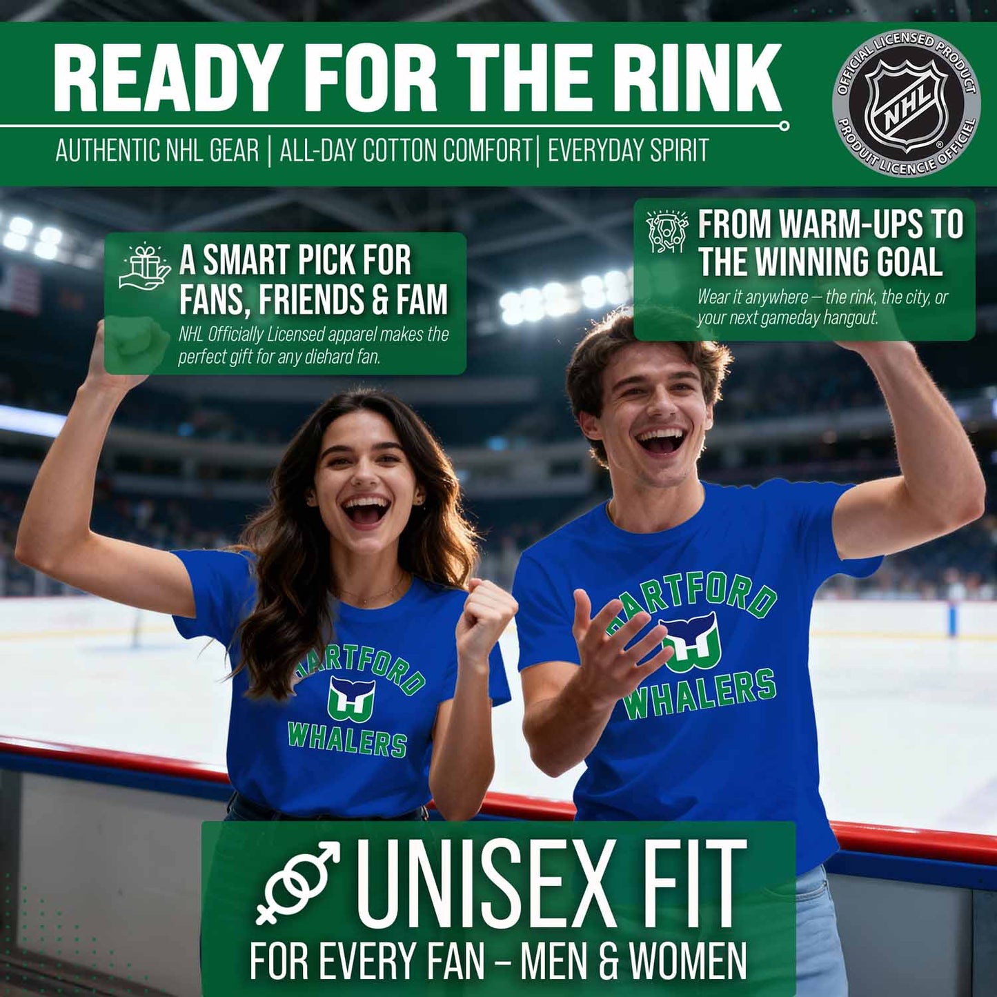 Hartford Whalers NHL Adult Game Day Unisex T-Shirt - Royal