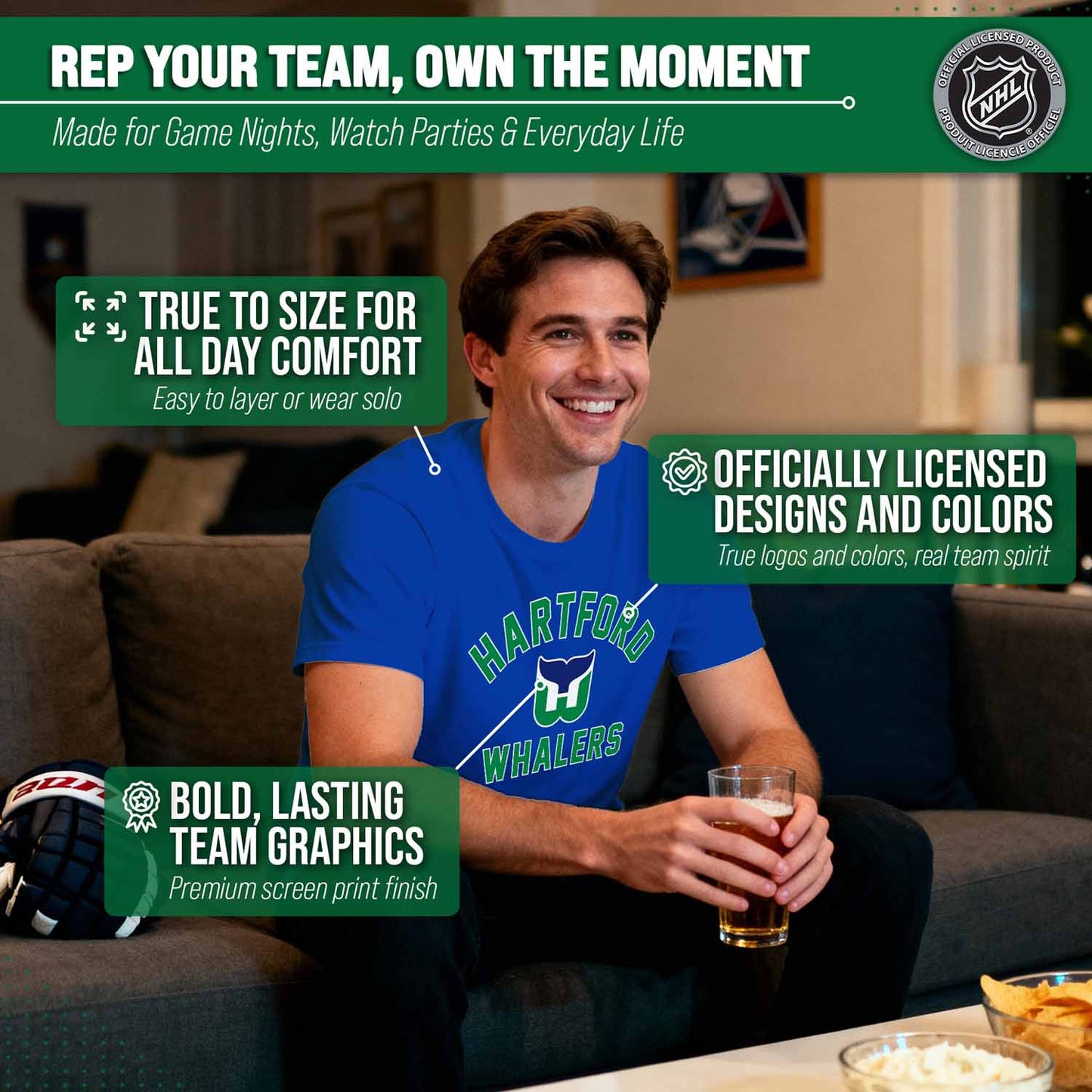 Hartford Whalers NHL Adult Game Day Unisex T-Shirt - Royal