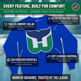 Hartford Whalers Adult NHL Retro Logo Hockey Fleece Crewneck Sweatshirt - Royal Heather