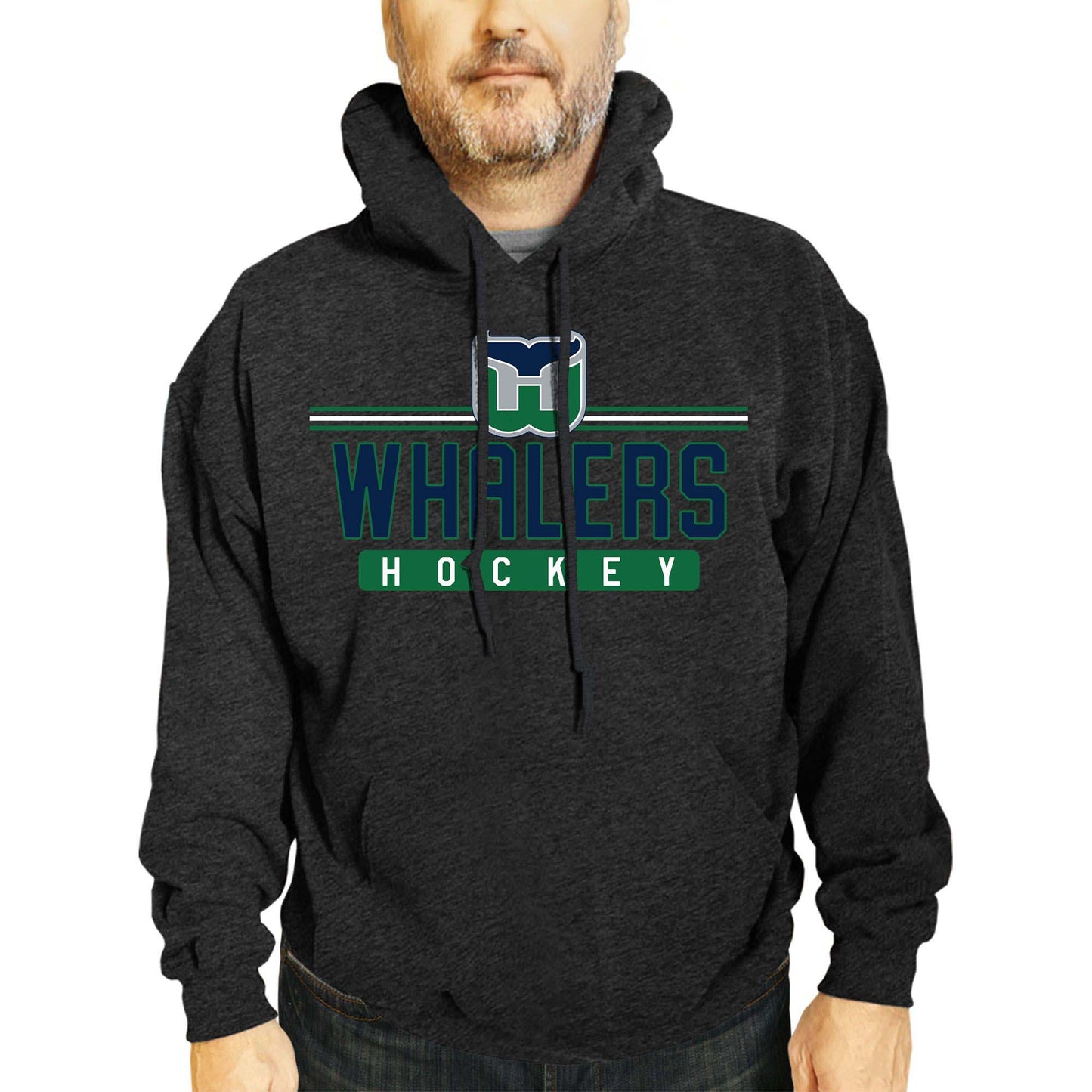 Hartford Whalers NHL Adult Heather Charcoal True Fan Hooded Sweatshirt Unisex - Charcoal