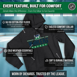 Hartford Whalers NHL Adult Heather Charcoal True Fan Hooded Sweatshirt Unisex - Charcoal