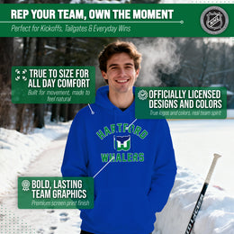 Hartford Whalers Adult NHL Primary Logo Hooded Sweatshirt - Royal
