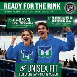 Hartford Whalers Adult NHL Retro Logo Hockey Fleece Hooded Sweatshirt - Royal Heather