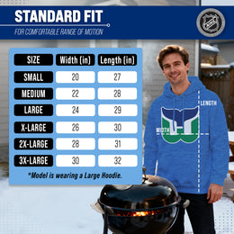 Hartford Whalers Adult NHL Retro Logo Hockey Fleece Hooded Sweatshirt - Royal Heather