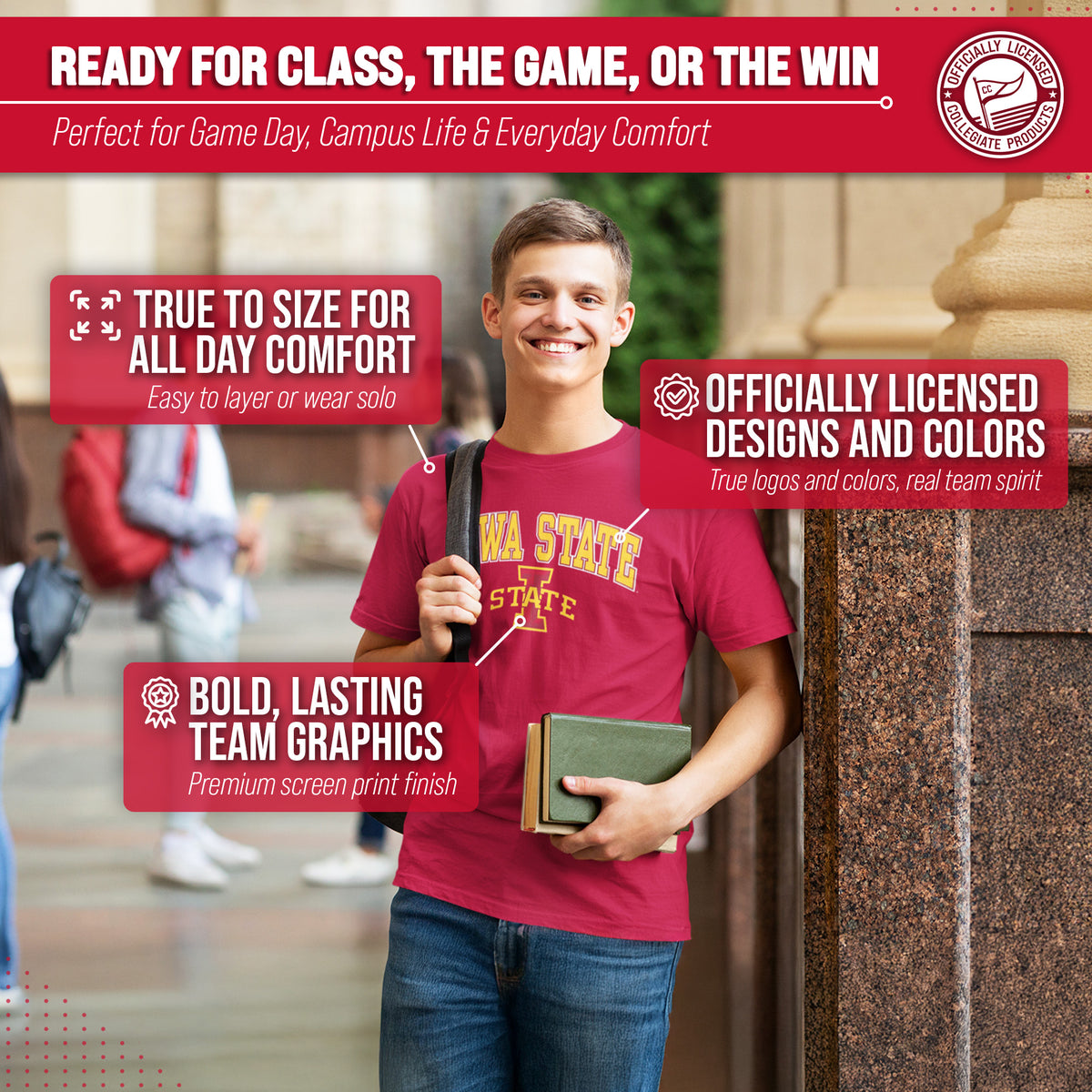 Iowa State Cyclones NCAA Adult Gameday Cotton T-Shirt - Cardinal