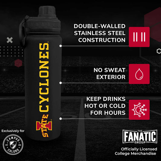 Iowa State Cyclones NCAA Stainless Steel Water Bottle - Black