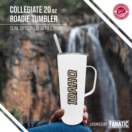 Idaho Vandals NCAA Stainless Steel 20oz Roadie With Handle & Dual Option Lid With Straw - White