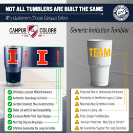 Illinois Fighting Illini NCAA University 30oz Stainless Steel Vacuum Insulated Game Day Tumbler with Silicone Grip - Navy